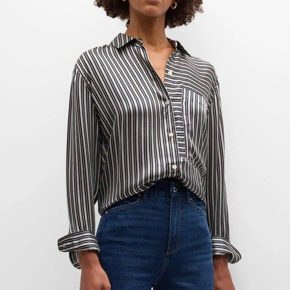 Rails Silk Striped Button Down Shirt